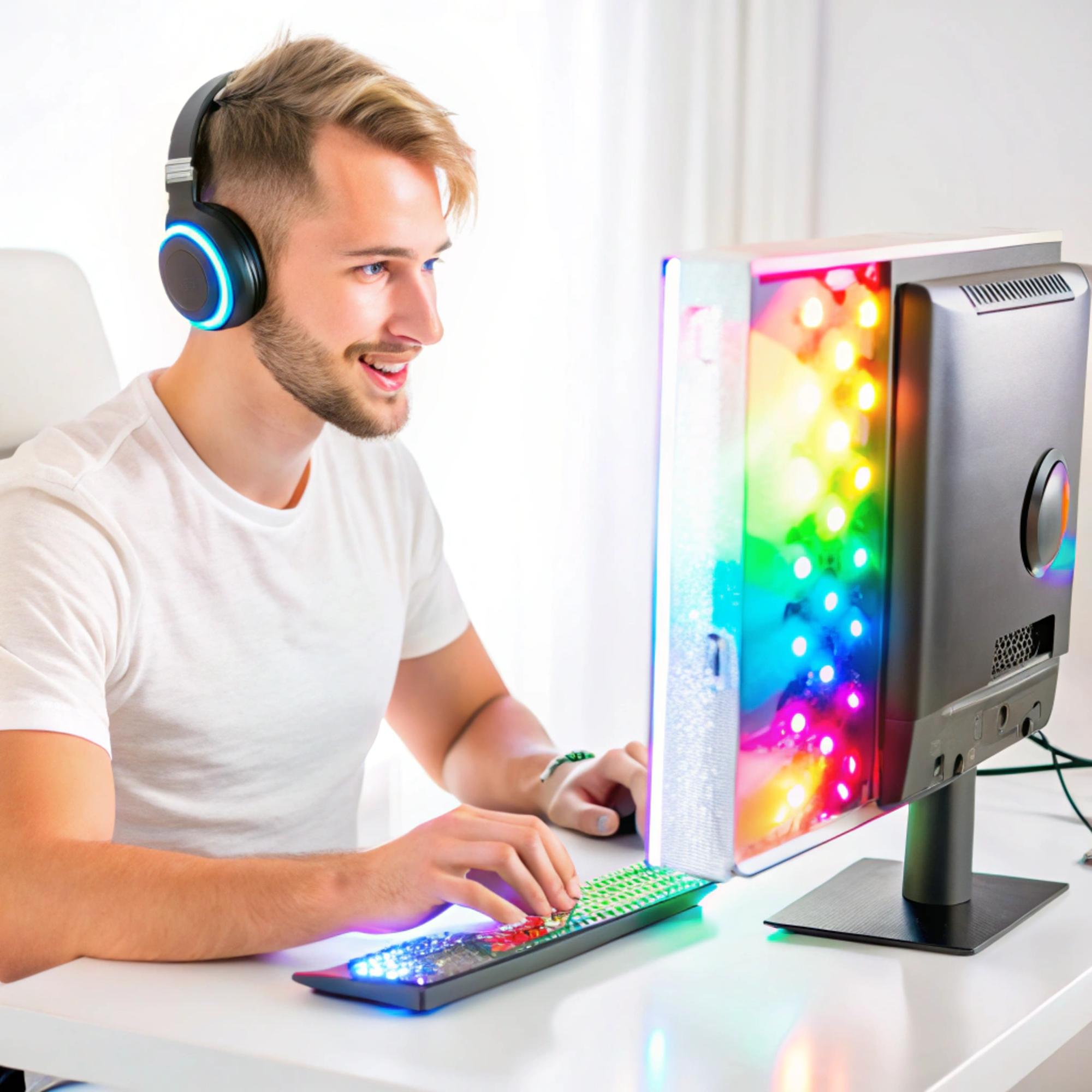 Player testing a colorful game level on desktop